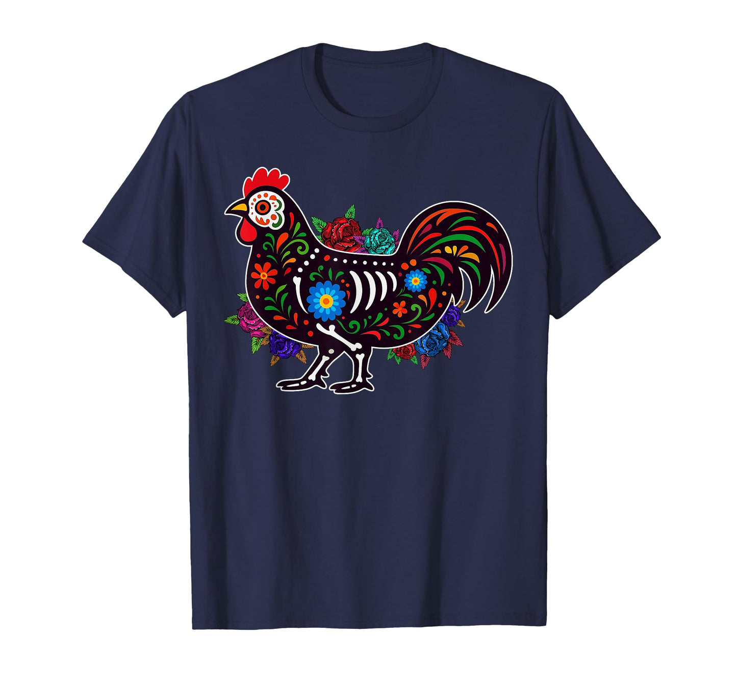 Sugar Skull Chicken Dia de Muertos Halloween Day of The Dead T-Shirt