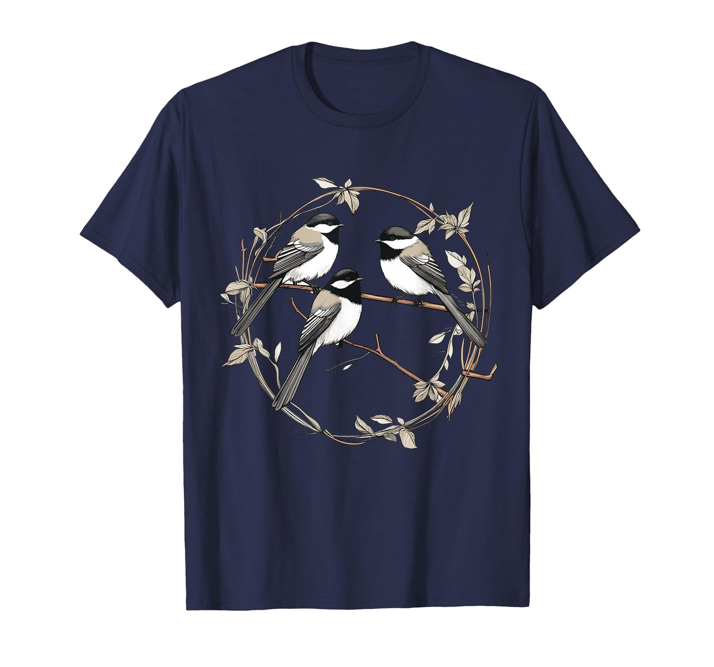 Black capped Chickadee Geometric Patten Art,Cute Bird Lover T-Shirt