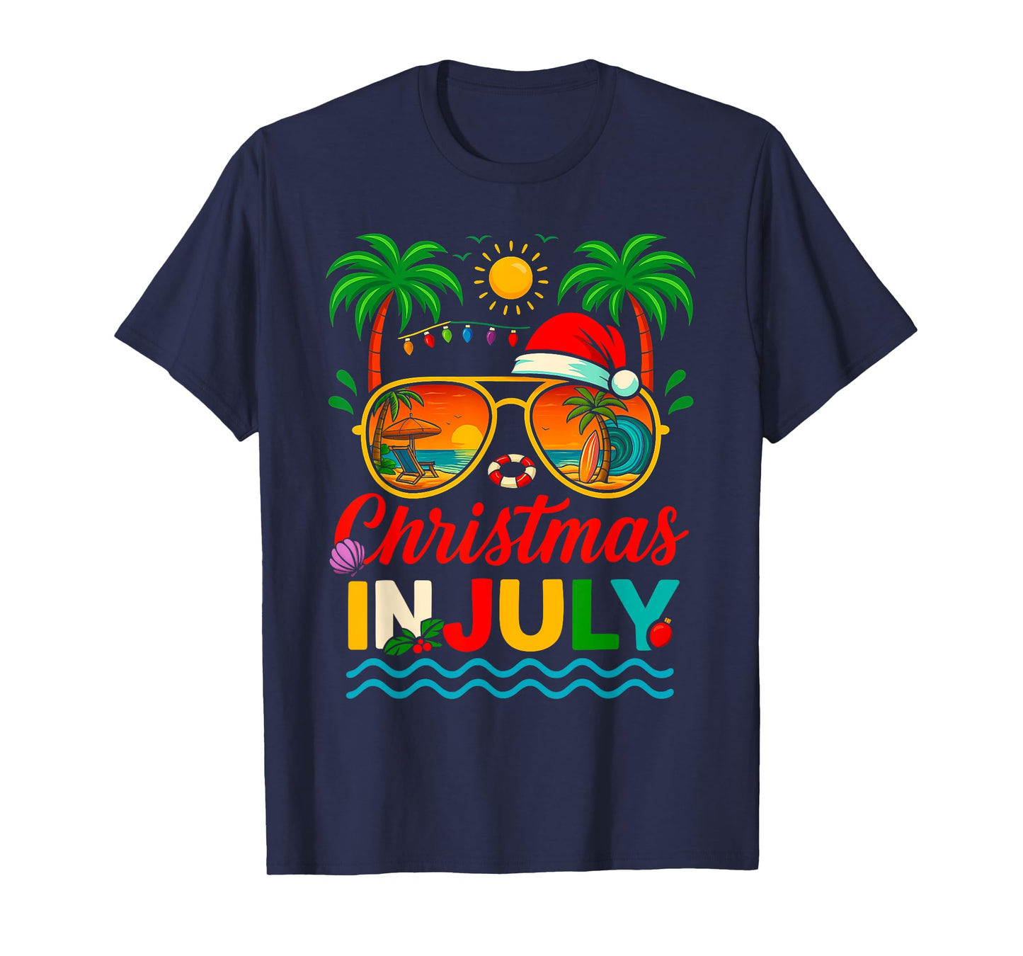 Santa Claus Sunglasses Beach Christmas in July Men Women Kid T-Shirt