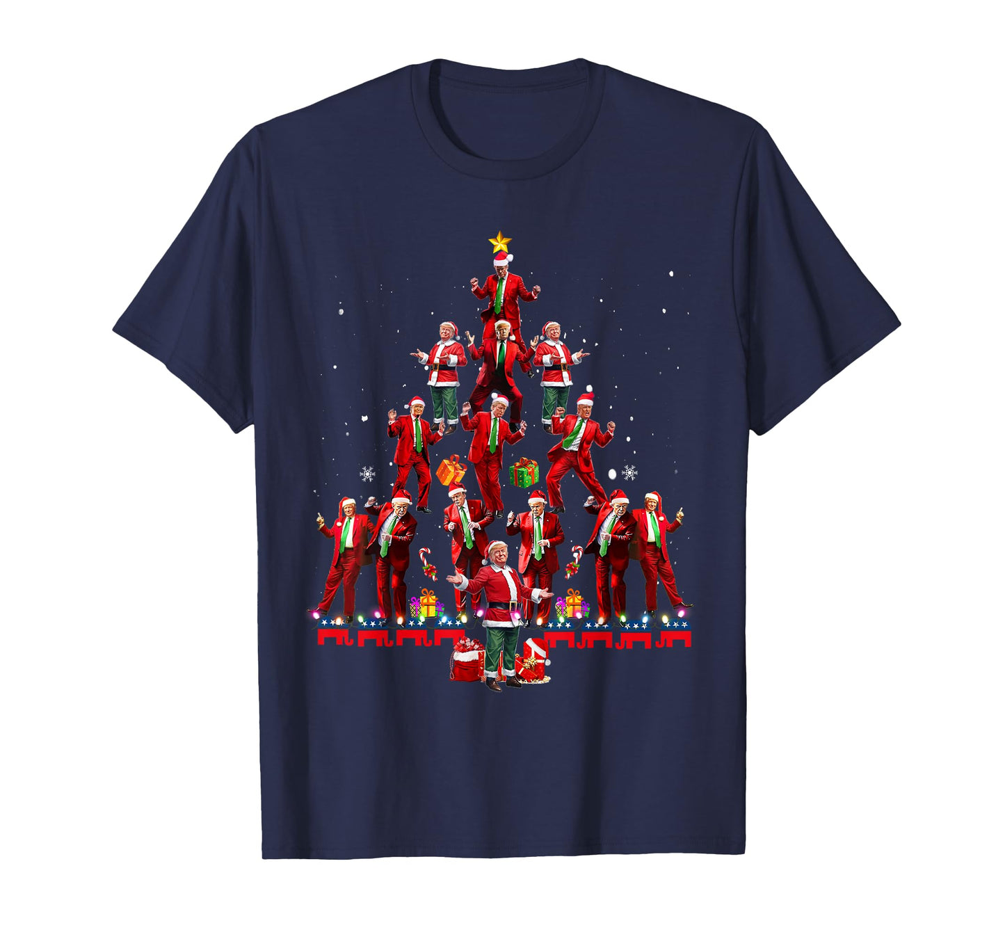 Funny Santa Trump Dance Tree Christmas Pajama Xmas Boys Mens T-Shirt