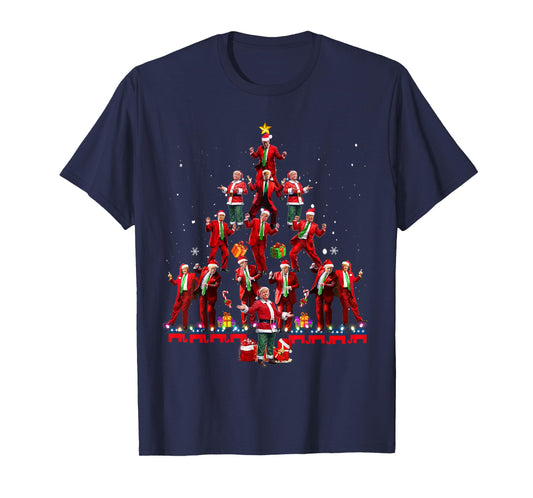 Funny Santa Trump Dance Tree Christmas Pajama Xmas Boys Mens T-Shirt