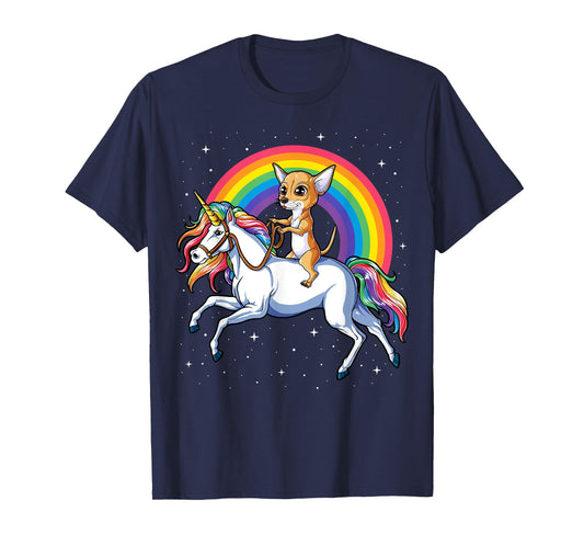 Chihuahua Unicorn T shirt Girls Space Galaxy Rainbow Dog Tee T-Shirt