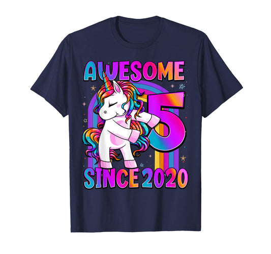 Flossing Unicorn 5 Year Old 5th Birthday Girl Unicorn Party T-Shirt