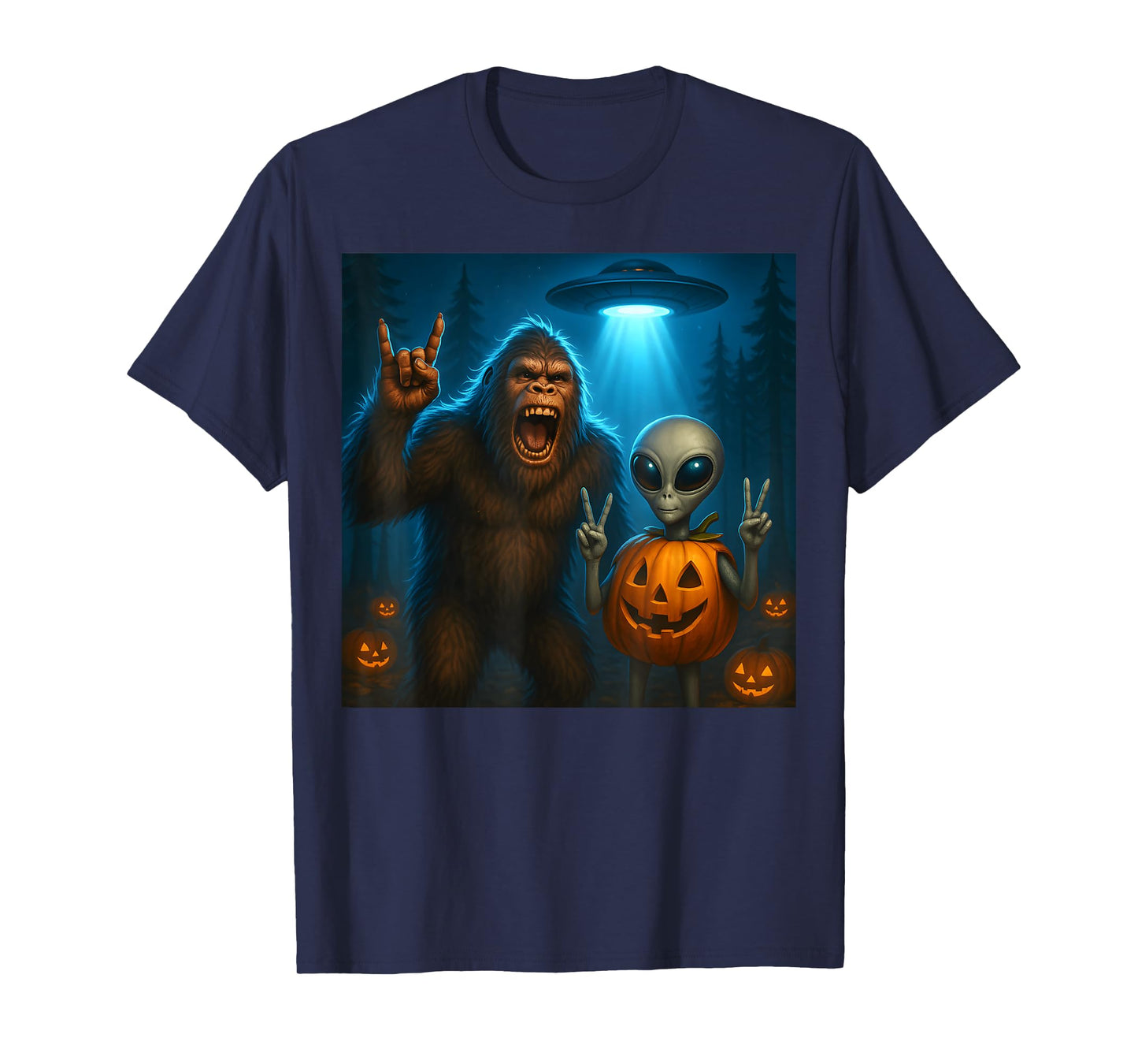 Bigfoot Alien Halloween T-Shirt