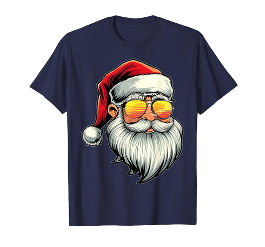 Santa Face Retro Sunglasses Christmas Xmas Men Women Kids T-Shirt
