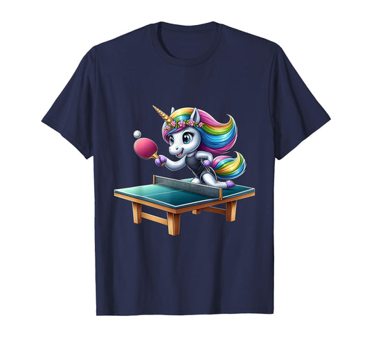 Unicorn Table Tennis Ping Pong Boys Girls Women Kids Teens T-Shirt