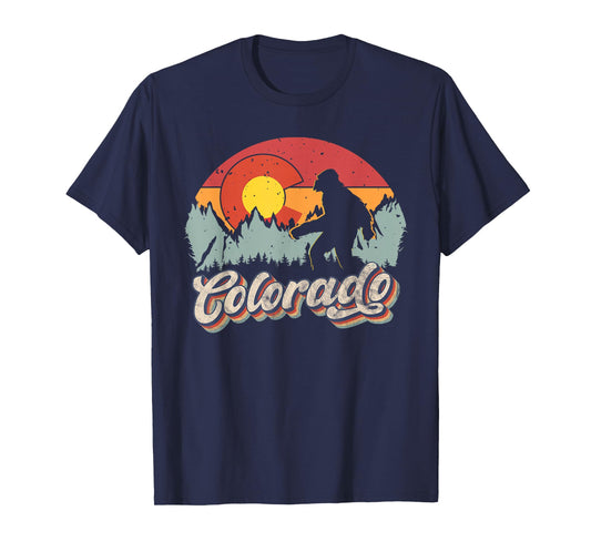 Colorado Mountain Hiking Bigfoot Camping Retro 80s Sasquatch T-Shirt