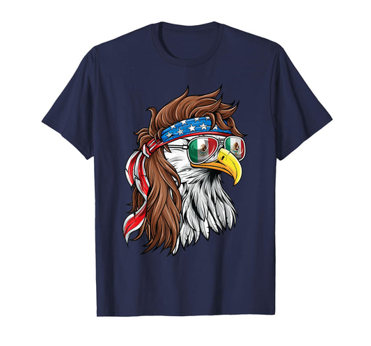 Mexican American Shirt Bald Eagle USA Mexico Flag July 4th T-Shirt