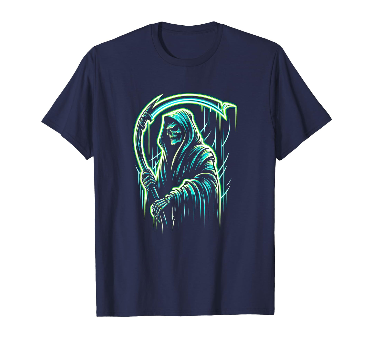 Grim Reaper Skeleton Skull Cool Halloween Heavy Metal Music T-Shirt