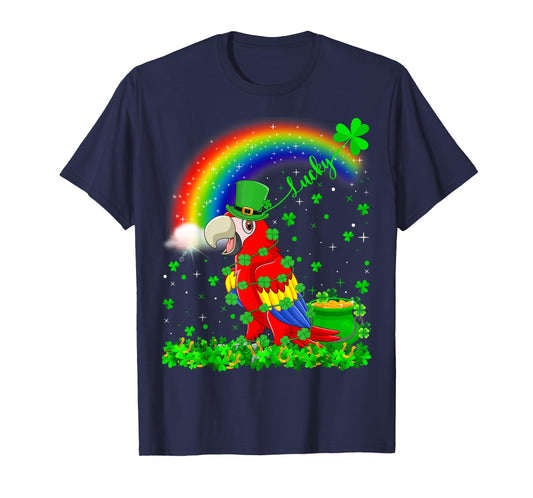 Rainbow Irish Shamrock Lucky Parrot Bird St. Patrick's Day T-Shirt