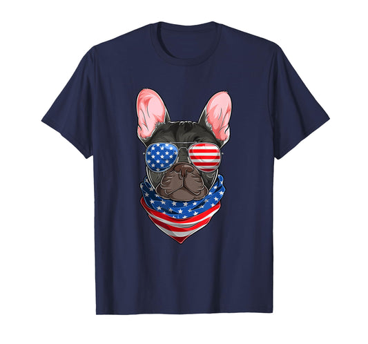 American Flag French Bulldog Shirts, Frenchie Fourth Of July T-Shirt