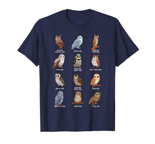 Cartoon Kawaii owls - Owl motif T-Shirt