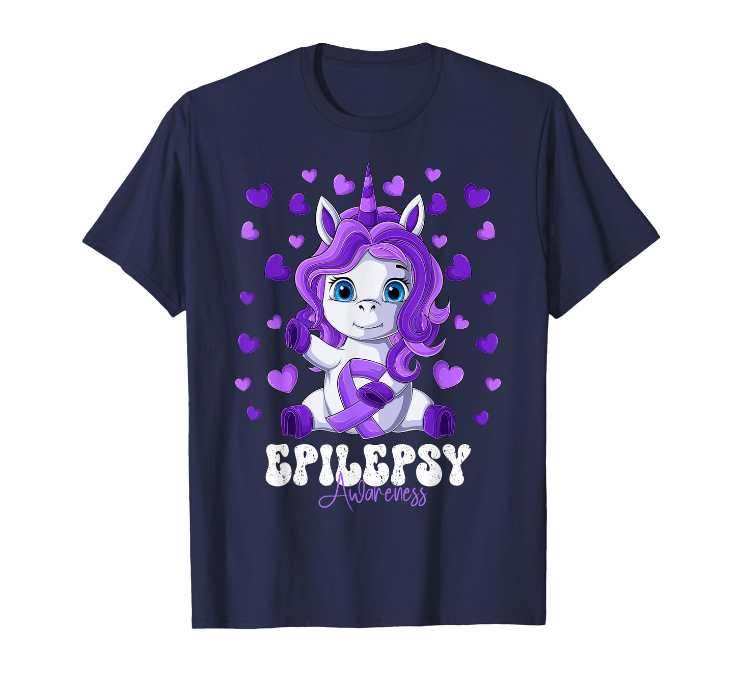 Epilepsy Awareness Month Purple Ribbon Unicorn T-Shirt