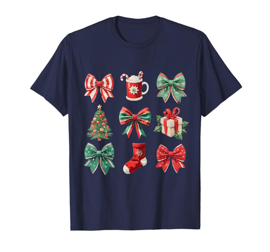 Christmas Coquette Bows Retro Xmas Season Women Girls Kids T-Shirt