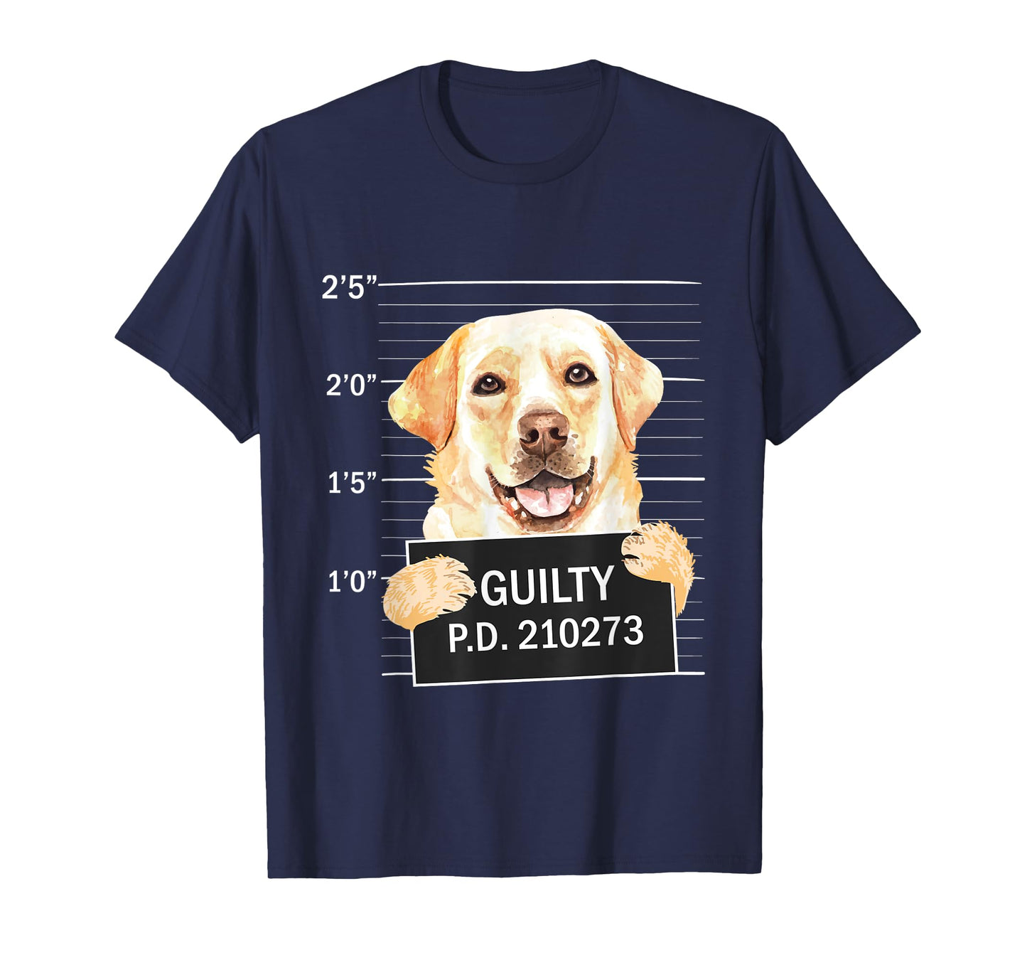 Guilty - Mugshot Black Labrador Retriever Dog Trainer Puppy T-Shirt for Men Women Kids