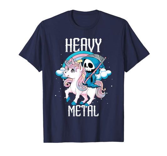 Kawaii Pastel Heavy Metal Rock Rainbow Grim Reaper Unicorn T-Shirt