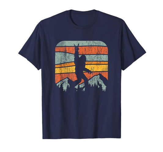 Bigfoot Rock and Roll Retro Mountain Sunset Sasquatch Gift T-Shirt