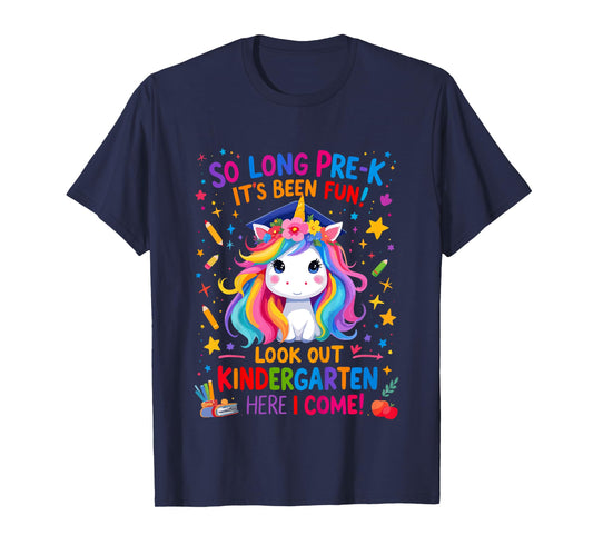 So Long Pre-K Graduation Girls PreK Graduates Unicorn T-Shirt