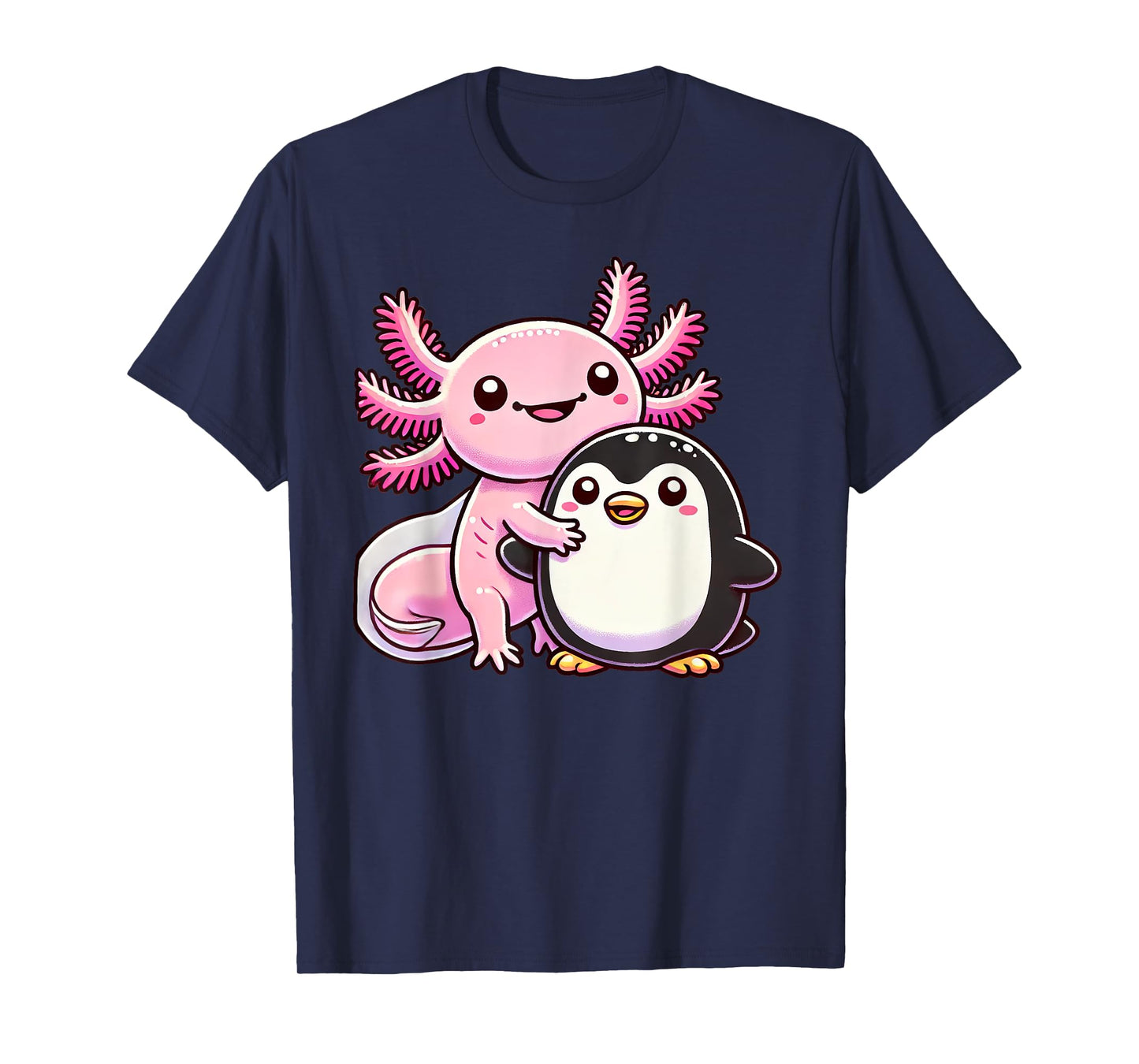 Cute Axolotl Hugging Penguin T-Shirt