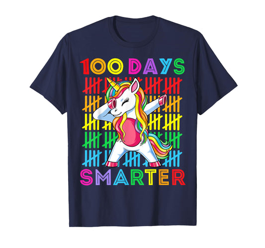100 Days Smarter Kids Girls Unicorn 100th Day of School Gift T-Shirt