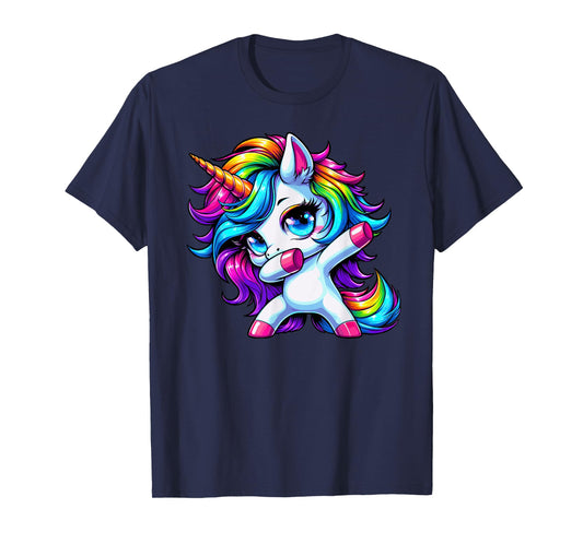 Dabbing Unicorn Girls Kids Women Rainbow Cute Unicorn Dab T-Shirt