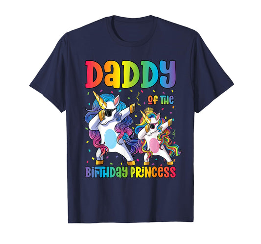 Daddy of the Birthday Girl Dabbing Princess Unicorn Dad T-Shirt