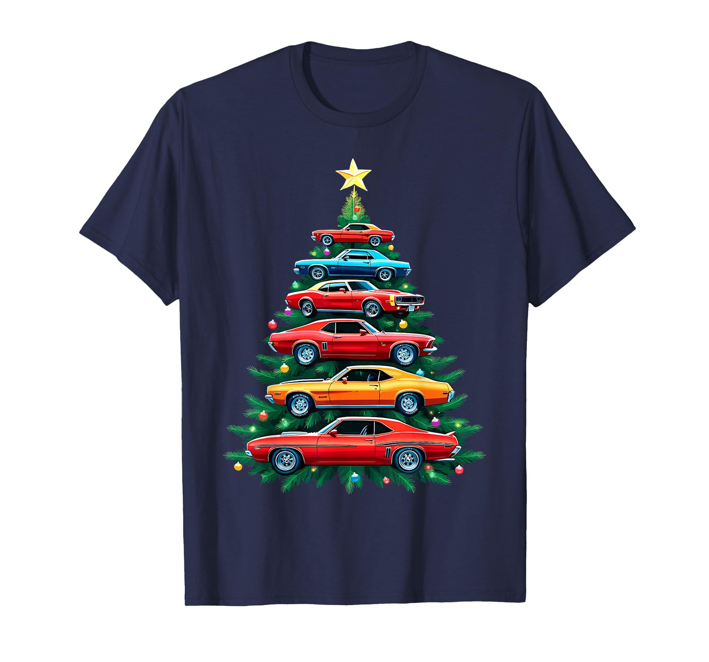 Vintage Retro Car Christmas Tree Xmas Holidays New Year T-Shirt