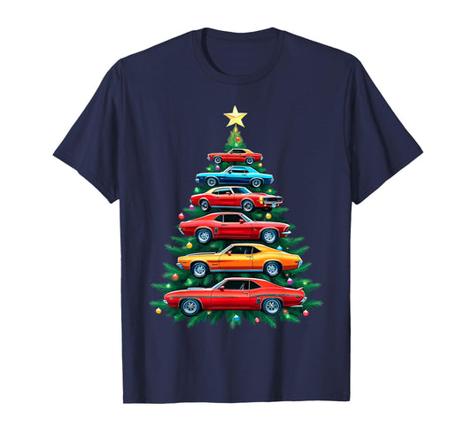 Vintage Retro Car Christmas Tree Xmas Holidays New Year T-Shirt