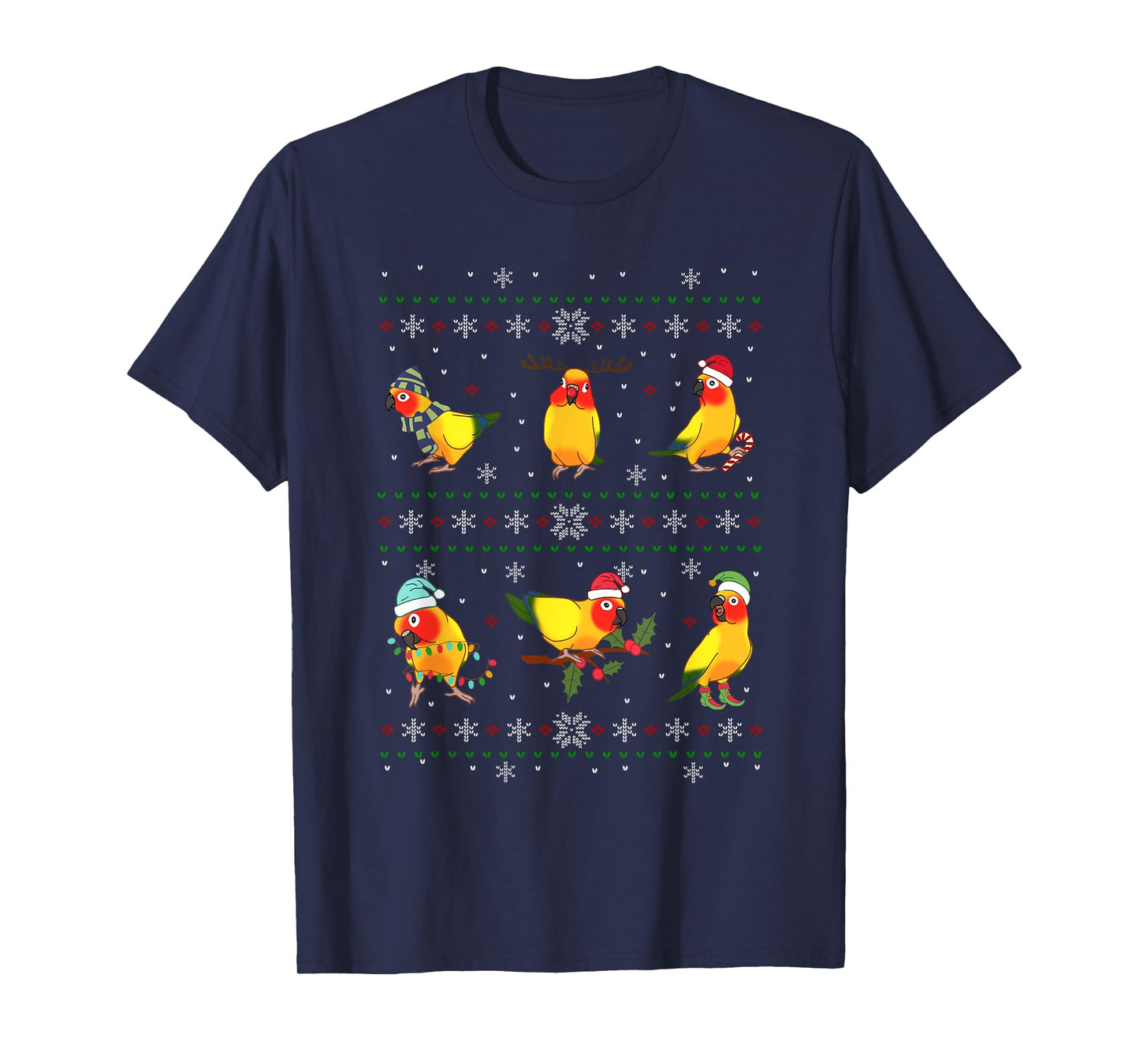 Funny Santa Parrot Decorations Sun Conure Ugly Christmas T-Shirt