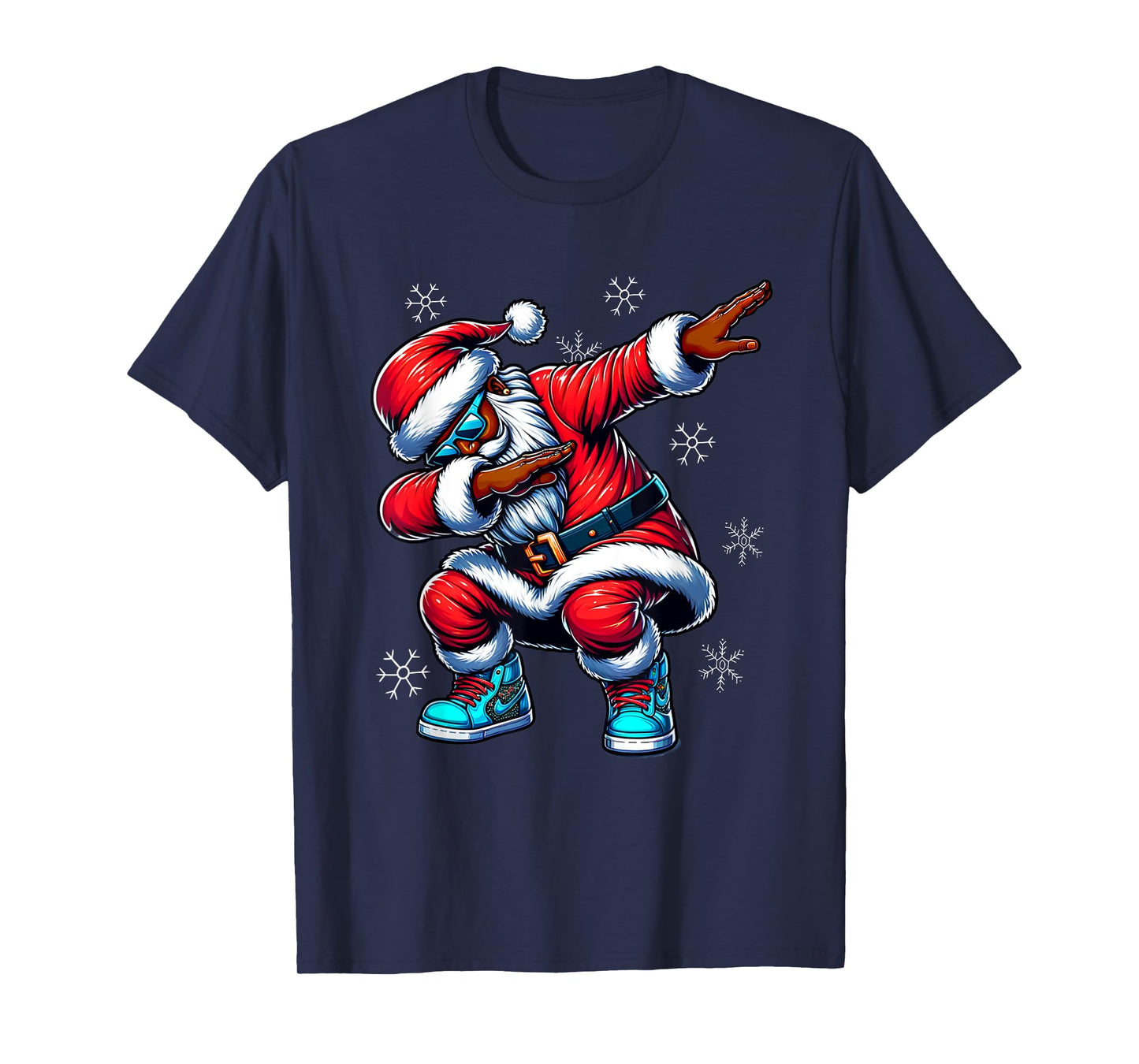 African American Christmas Dabbing Afro Santa Claus PJ T-Shirt