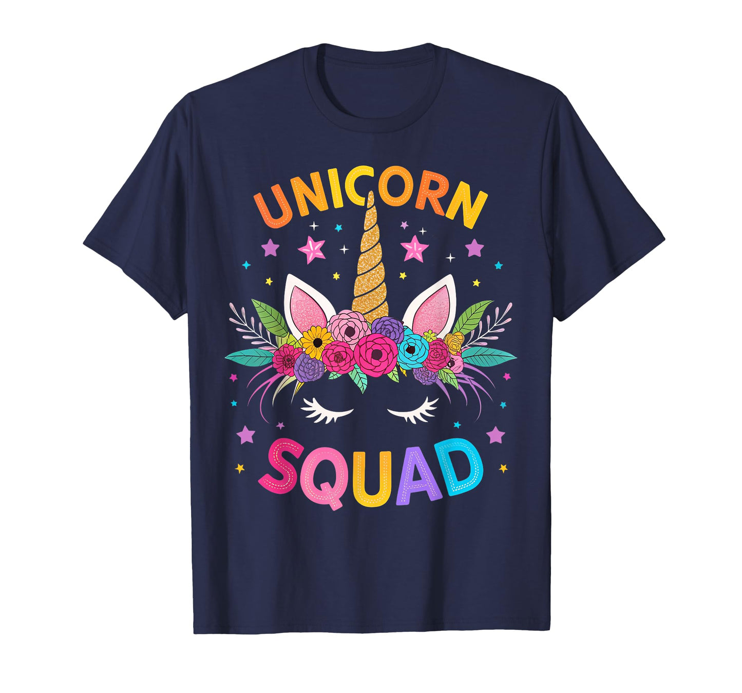 Unicorn Squad Floral Unicorn Birthday Girls Kids Magical T-Shirt