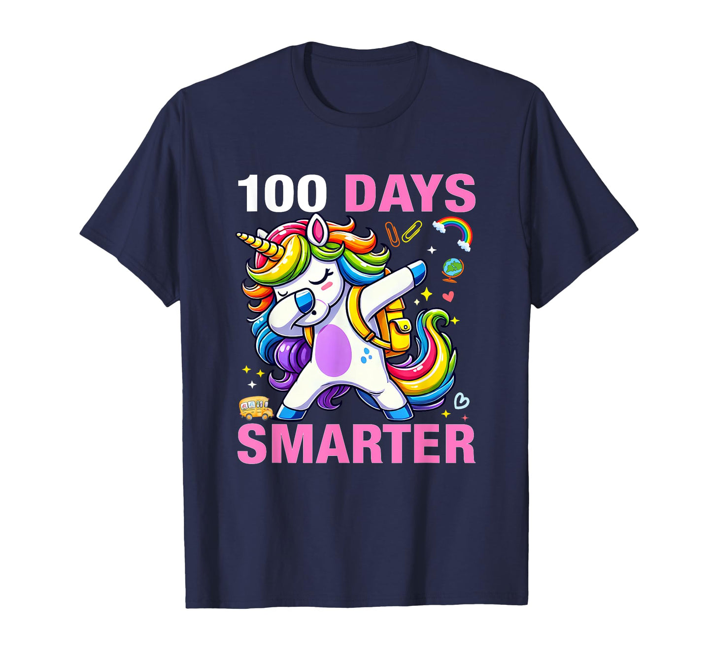 100 Days Smarter Kids Girls Unicorn 100th Day of School T-Shirt