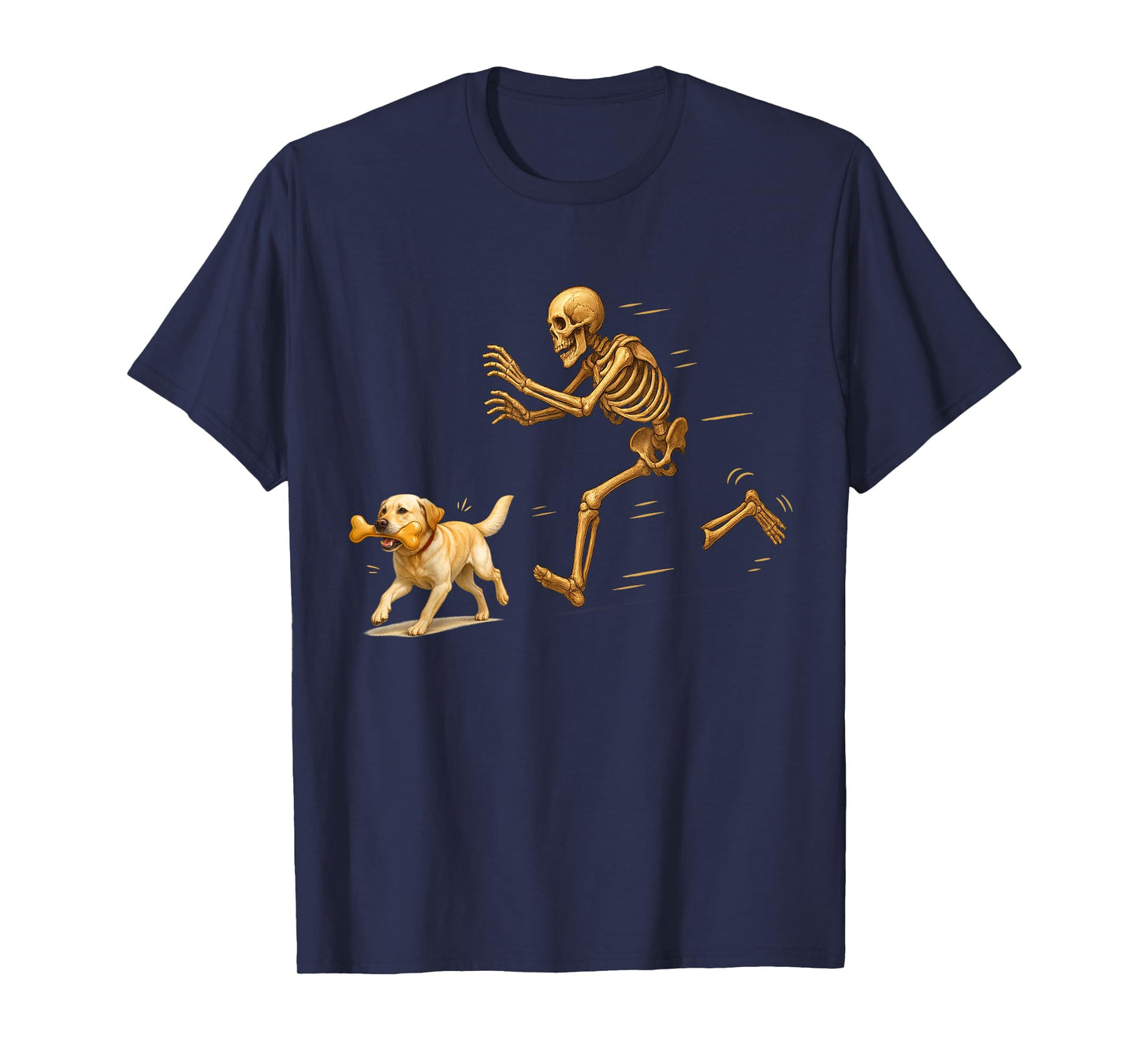 Funny Labrador Retriever Halloween Steal Bone Skeleton Chase T-Shirt
