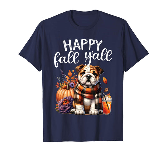 Thankful Grateful Blessed English Bulldog Fall Y'all Autumn T-Shirt