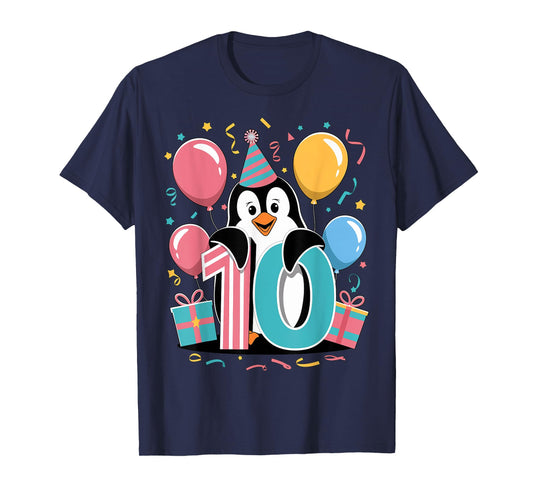 Penguin 10th birthday boy girl 10 years old tenth Penguin T-Shirt