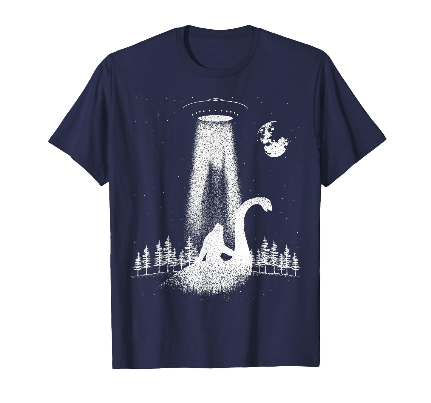 Bigfoot Riding Loch Ness Monster Nessie Funny Sasquatch Ufo T-Shirt