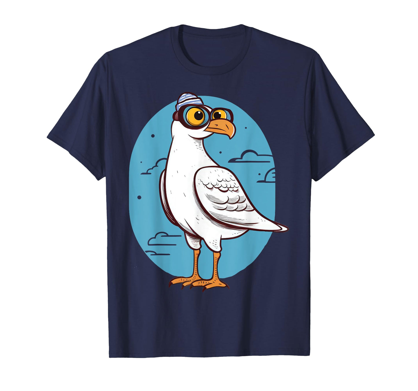 Seagull With Eyeglasses Character T-Shirt