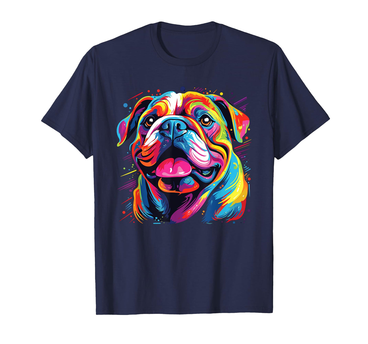 Watercolor Colorful Bulldog Dogs T-Shirt for Men Women Kids