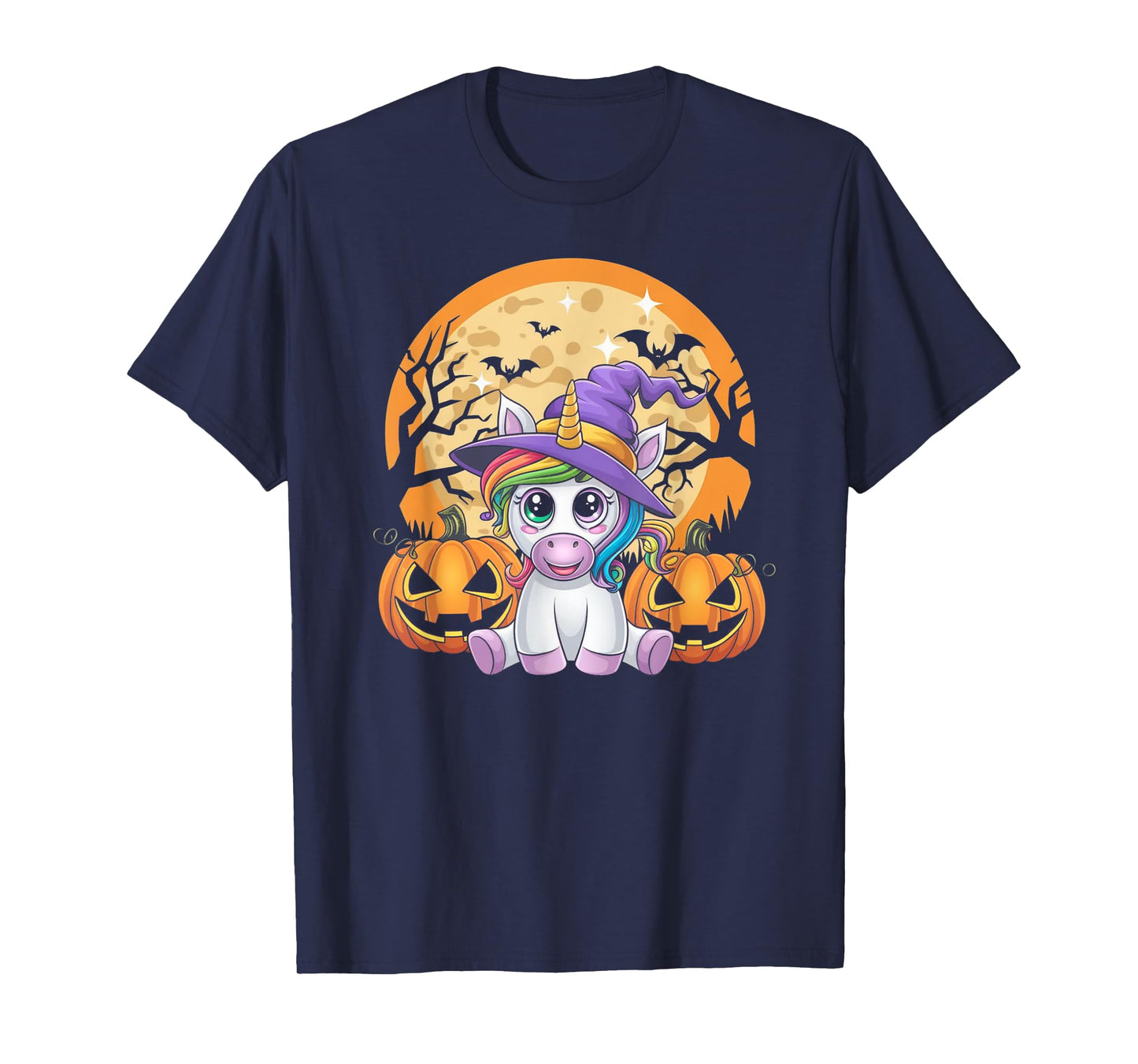 Cute Unicorn with Pumpkins Halloween 2024 for Girls & Women T-Shirt