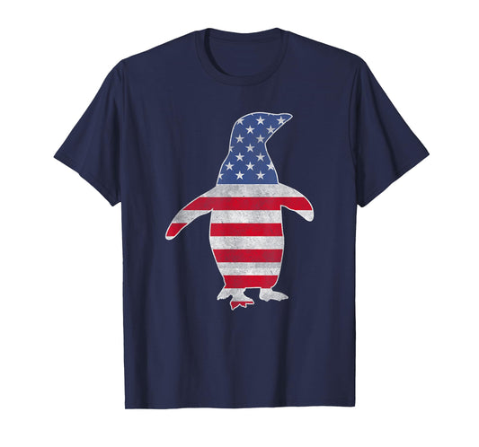 USA Flag Patriotic Penguin Bird 4th Of July Birdwatching T-Shirt for Women Men