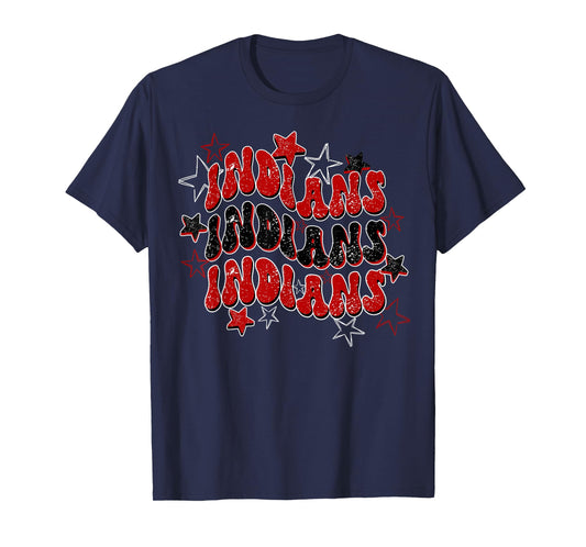 Indians School Spirit Red and Black Spirit Wear T-Shirt