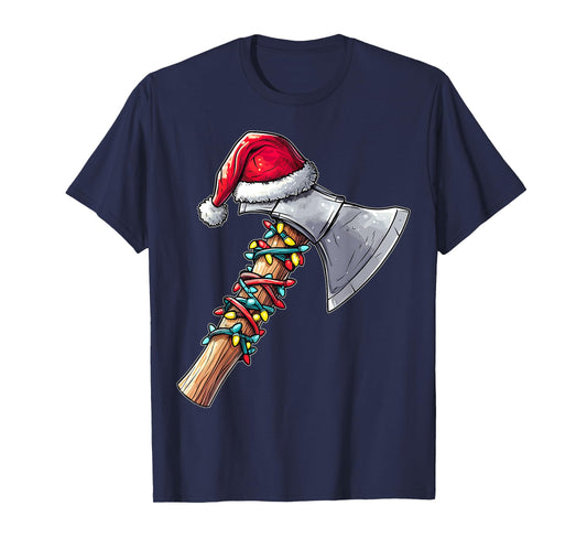Axe Throwing Axe Thrower Christmas Hat Xmas T-Shirt - Unisex-Adults, Short Sleeve, T-Shirt, Black, Small