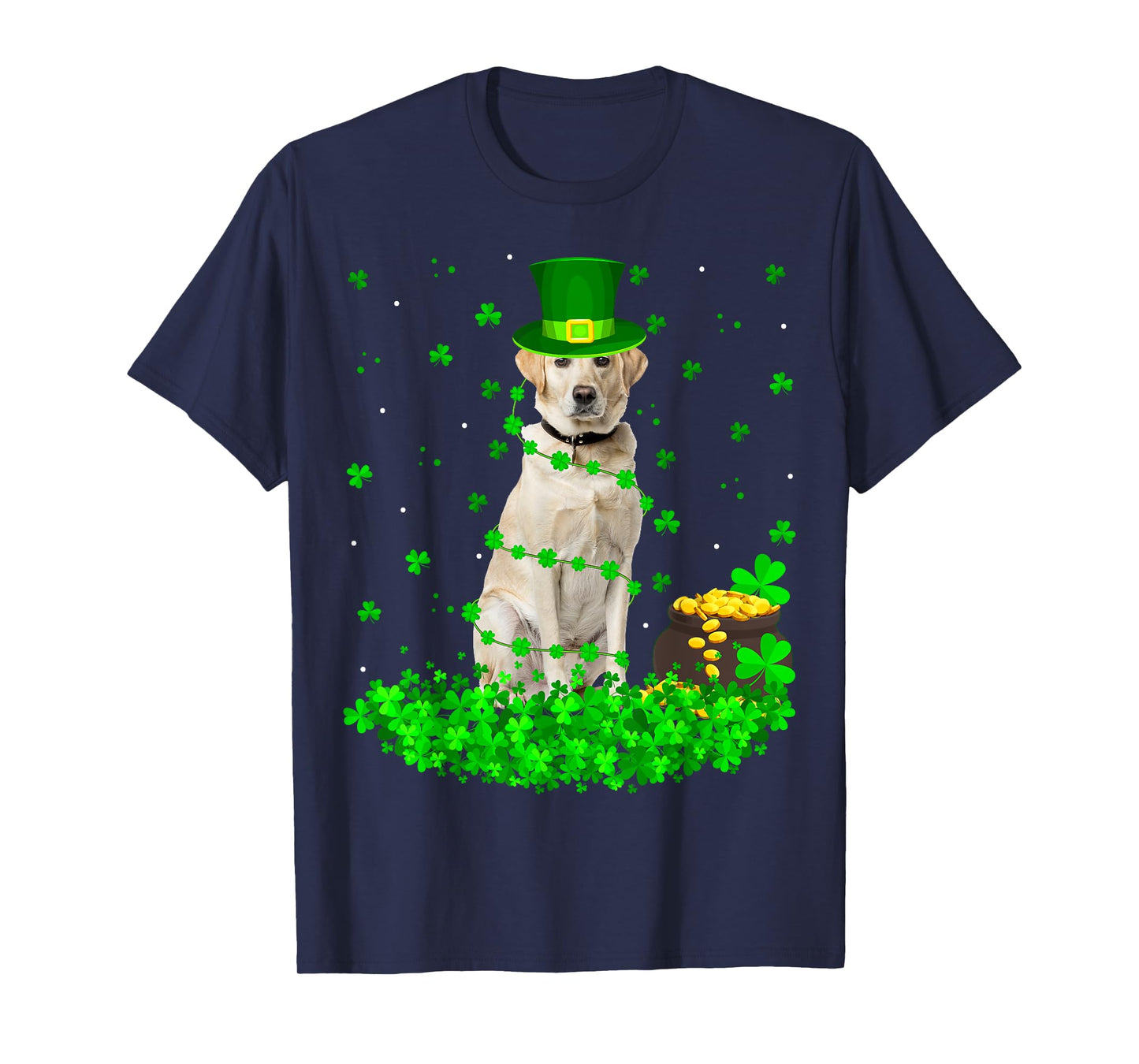 Funny Shamrock Leprechaun Hat Labrador Dog St. Patrick's Day T-Shirt for Men Women Kids