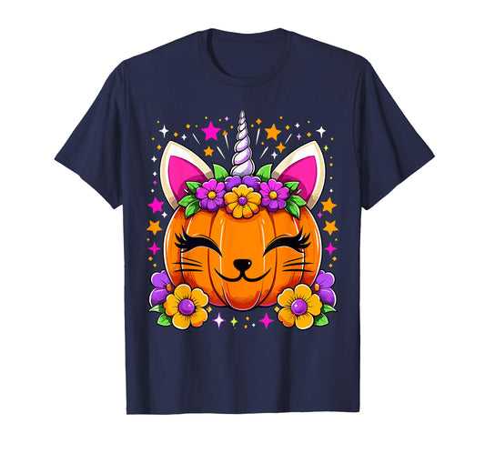 Halloween Unicorn Pumpkin Girls Costume T-Shirt
