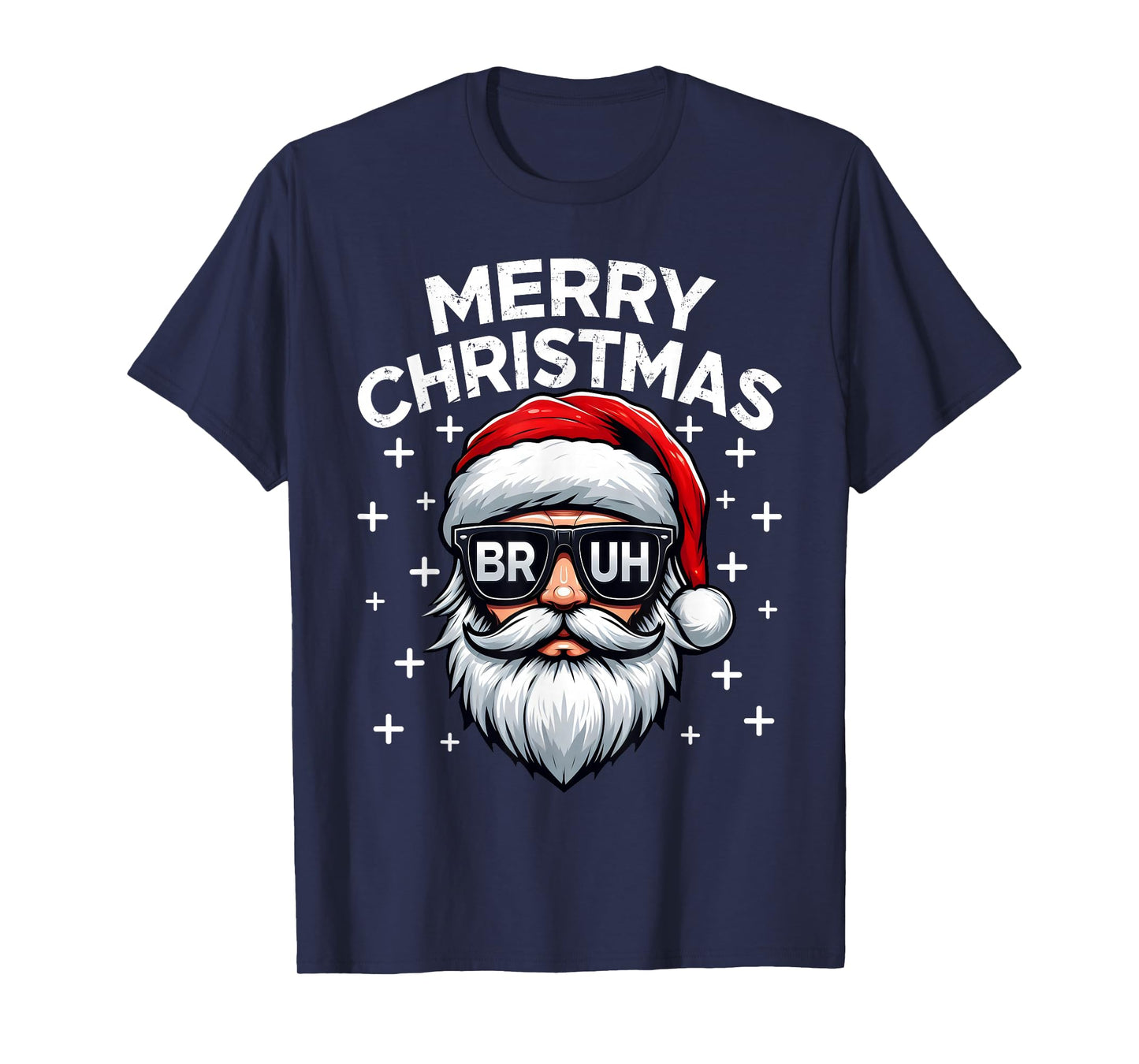 Merry Christmas Bruh Santa Face Meme Funny Saying Boys Men T-Shirt