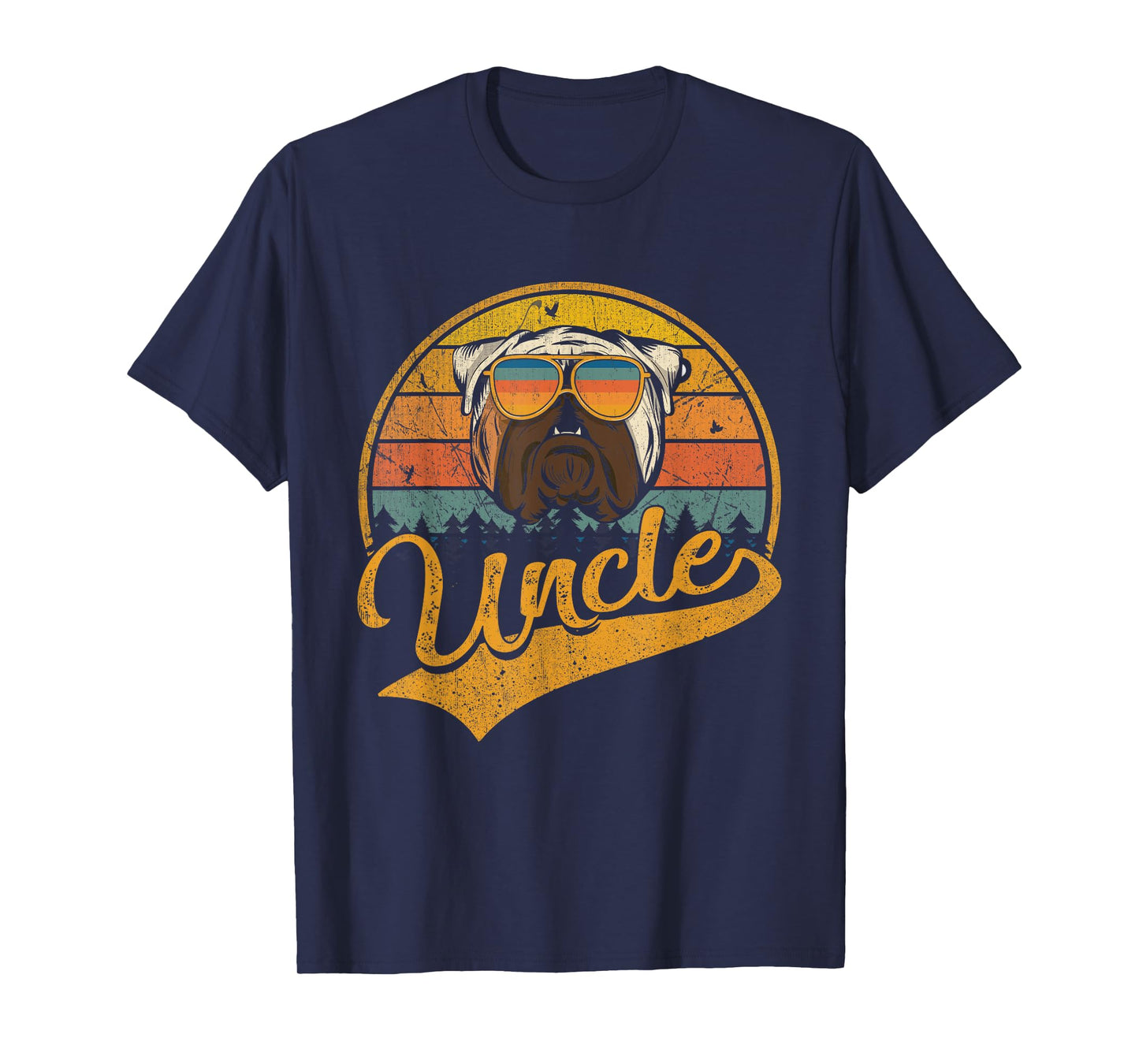 Father's Day Gifts Retro Vintage English Bulldog Uncle T-Shirt for Men Women Girls Kids
