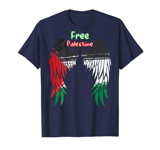 Palestine Flag Dad On Back Side Palestinian Angel Kids Wings T-Shirt