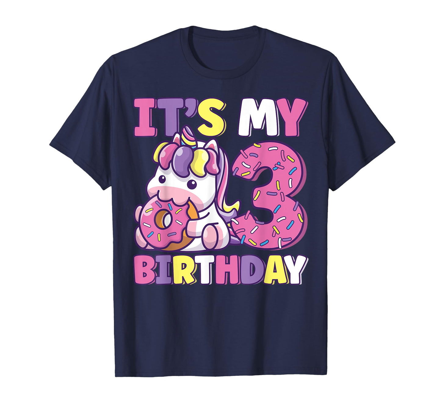 It's My 3rd Birthday Party Cute Girls Donut Birthday Unicorn T-Shirt