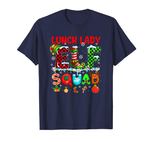 Lunch Lady Elf Squad Christmas Colorful Funny Job Team T-Shirt