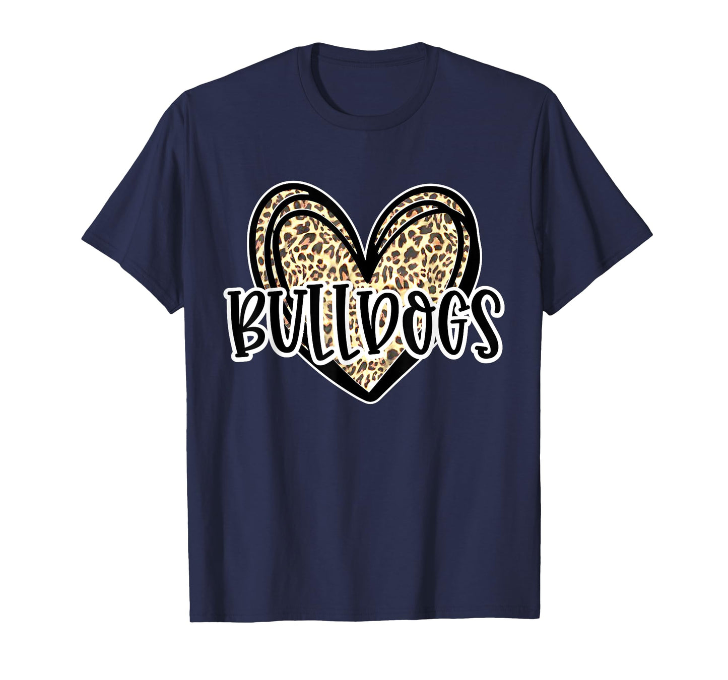 Bulldogs Mascot Leopard Cheetah Heart Fall Football Sport T-Shirt